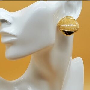 Vintage Napier Elegant Gold Tone Creamy Swirl Earrings